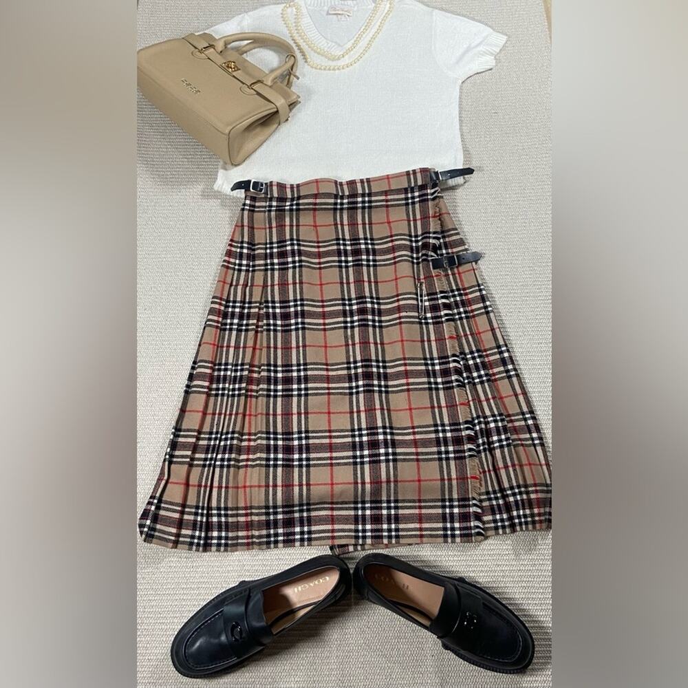 Jamie McShim Pure Wool Plaid Wrap Skirt Made in England